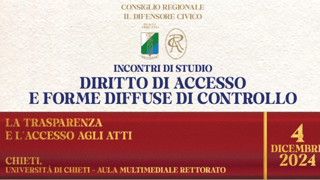 INCONTRI DI STUDIO “DIRITTO DI ACCESSO E FORME DIFFUSE DI CONTROLLO”