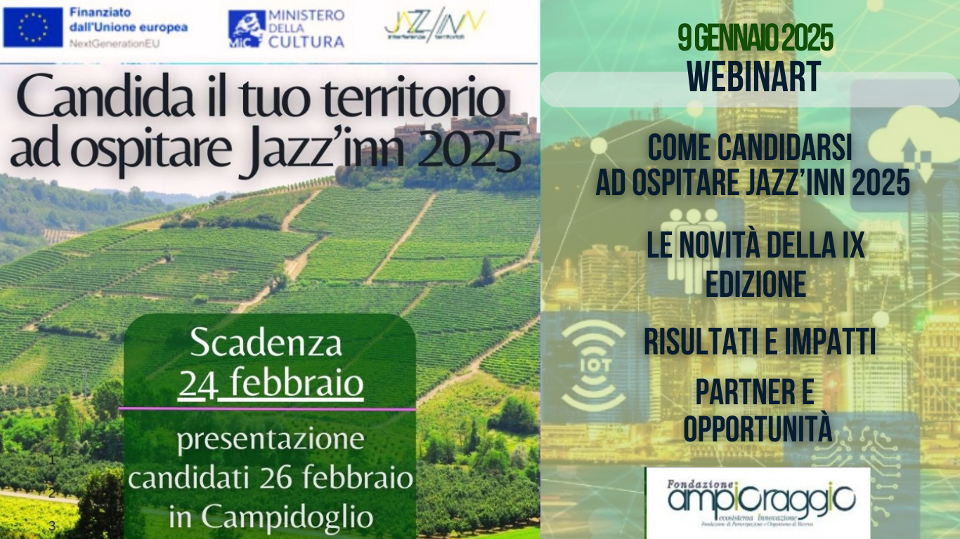 FONTI FIRA:Aperta la call per ospitare la IX Edizione di Jazz’Inn: candida il tuo territorio a diventare capitale italiana dell’innovazione nel 2025