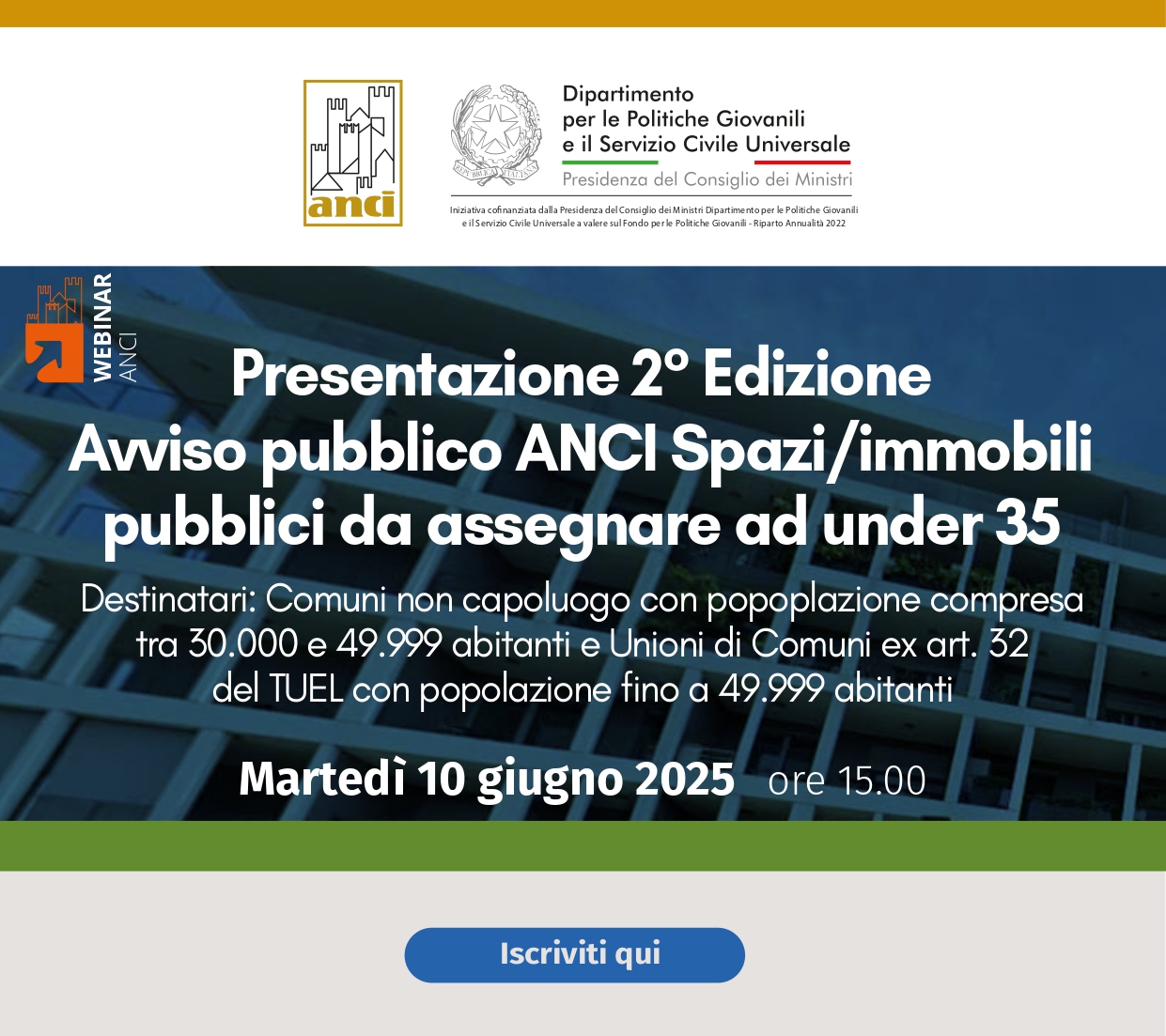 FONTI FIRA: ANCI, prorogato l’Avviso per l’assegnazione di spazi pubblici inutilizzati ad under 35