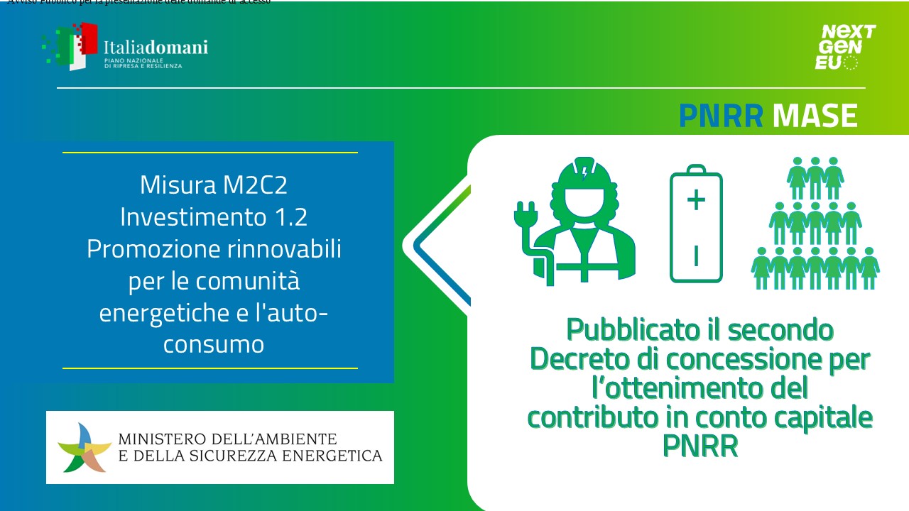 FONTI FIRA: Energia: dal MASE nuove regole operative per CER e autoconsumo. Dal 21 luglio al via le domande per i contributi PNRR
