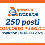 FONTE INPA: AGENZIA DELLE ENTRATE – Selezione pubblica per l’assunzione a tempo indeterminato di 250 unità