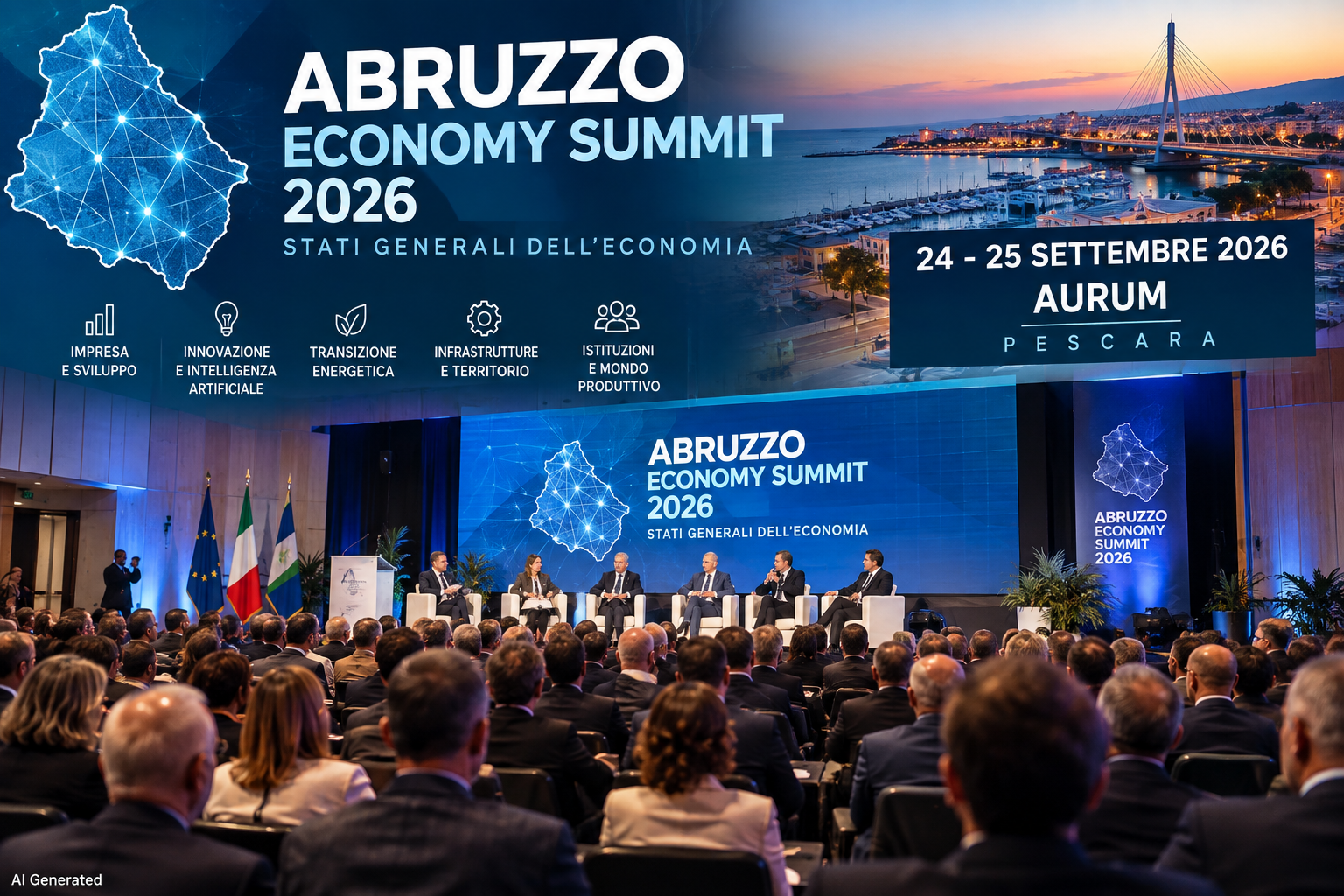 Abruzzo Economy Summit 2026, Pescara diventa capitale del confronto economico nazionale e internazionale